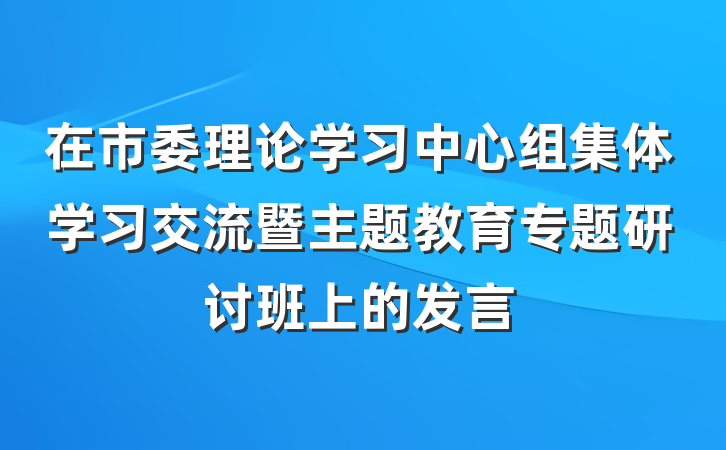 在市委理论学习中心组集体学习交流暨主题教育专题研讨班上的发言