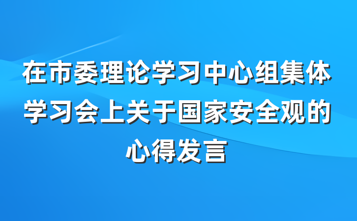 在市委理论学习中心组集体学习会上关于国家安全观的心得发言