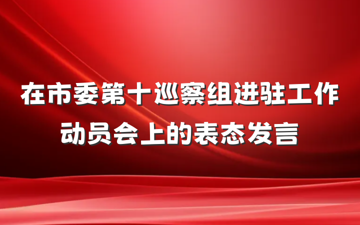 在市委第十巡察组进驻工作动员会上的表态发言