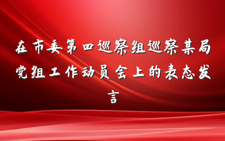 在市委第四巡察组巡察某局党组工作动员会上的表态发言