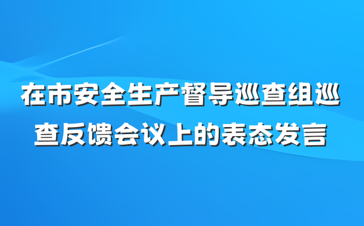 在市安全生产督导巡查组巡查反馈会议上的表态发言