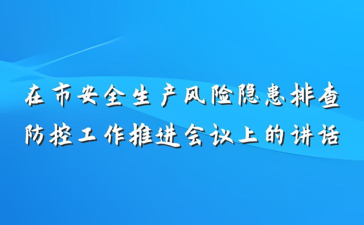 在市安全生产风险隐患排查防控工作推进会议上的讲话