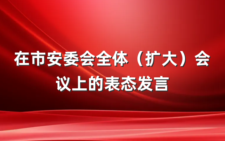 在市安委会全体（扩大）会议上的表态发言