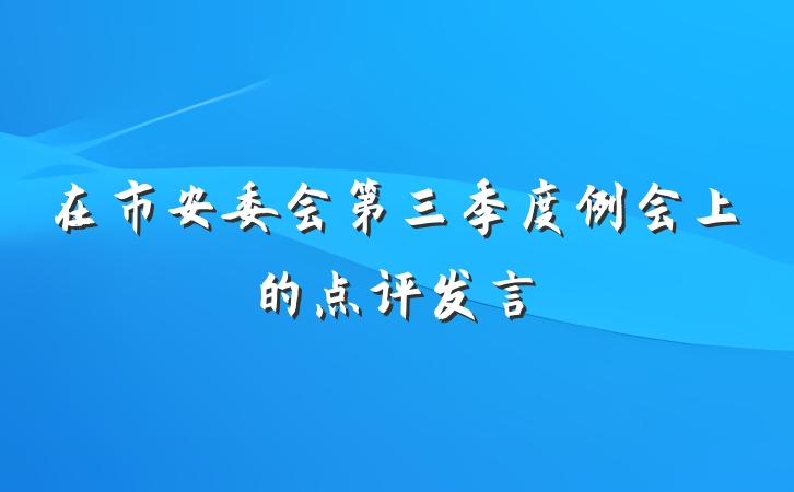在市安委会第三季度例会上的点评发言