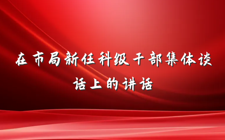 在市局新任科级干部集体谈话上的讲话