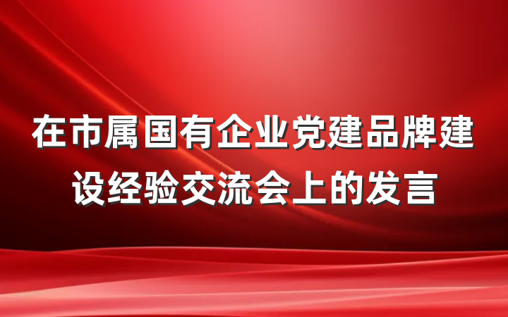 在市属国有企业党建品牌建设经验交流会上的发言