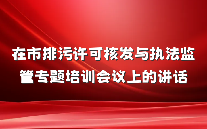 在市排污许可核发与执法监管专题培训会议上的讲话