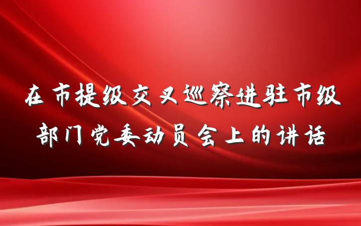 在市提级交叉巡察进驻市级部门党委动员会上的讲话