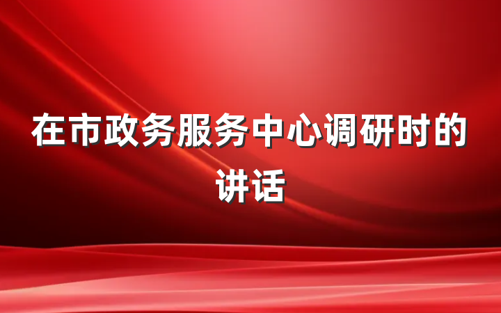 在市政务服务中心调研时的讲话