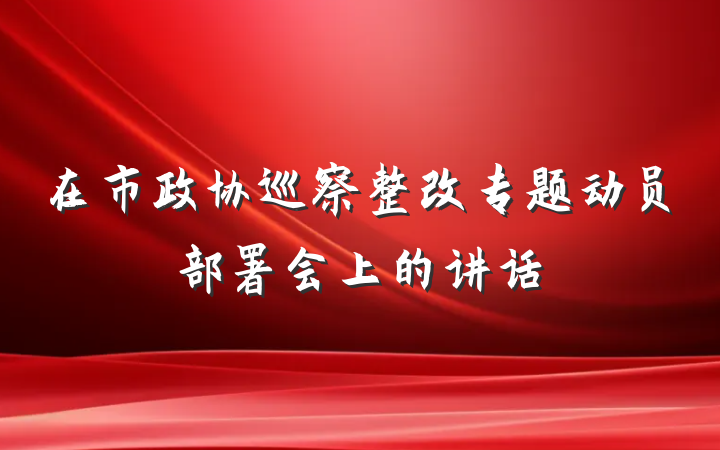 在市政协巡察整改专题动员部署会上的讲话