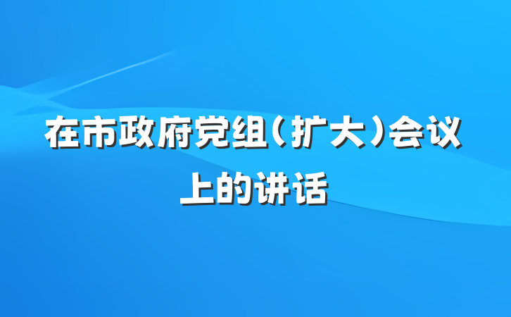 在市政府党组（扩大）会议上的讲话