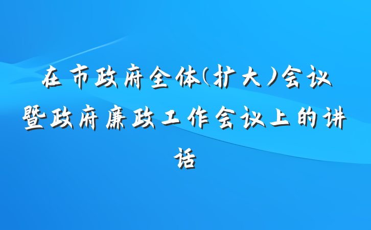 在市政府全体(扩大)会议暨政府廉政工作会议上的讲话