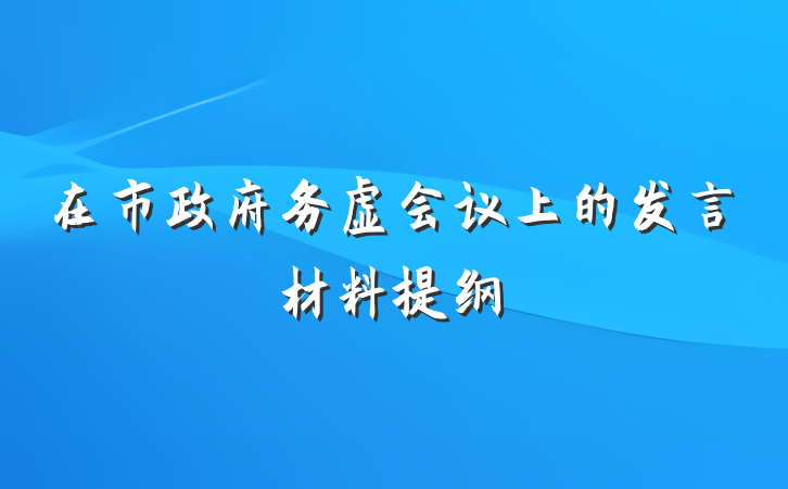 在市政府务虚会议上的发言材料提纲