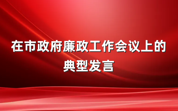 在市政府廉政工作会议上的典型发言
