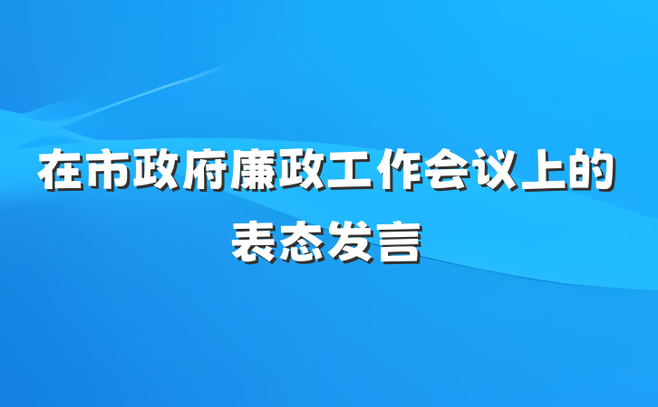 在市政府廉政工作会议上的表态发言