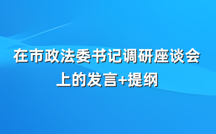 在市政法委书记调研座谈会上的发言 提纲