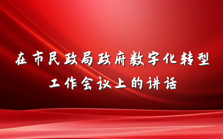 在市民政局政府数字化转型工作会议上的讲话