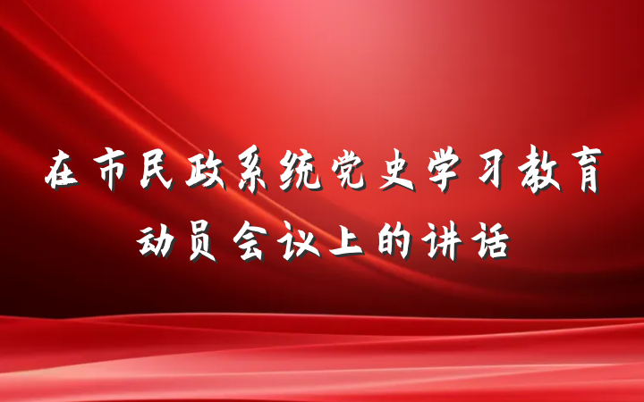 在市民政系统党史学习教育动员会议上的讲话