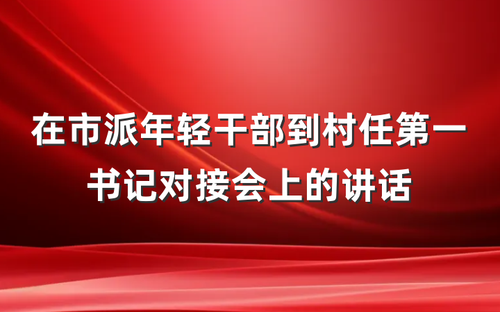 在市派年轻干部到村任第一书记对接会上的讲话