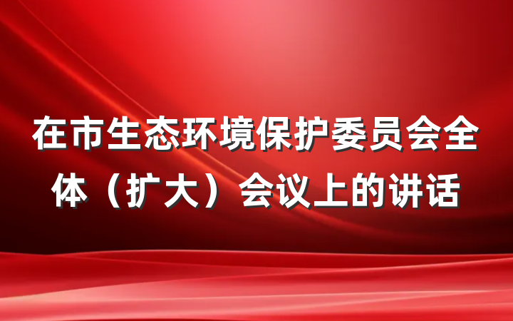 在市生态环境保护委员会全体（扩大）会议上的讲话