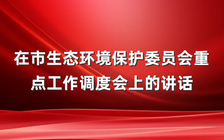 在市生态环境保护委员会重点工作调度会上的讲话