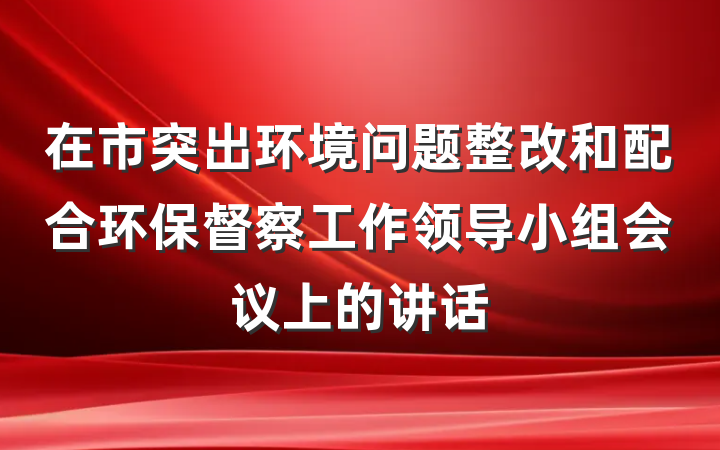 在市突出环境问题整改和配合环保督察工作领导小组会议上的讲话