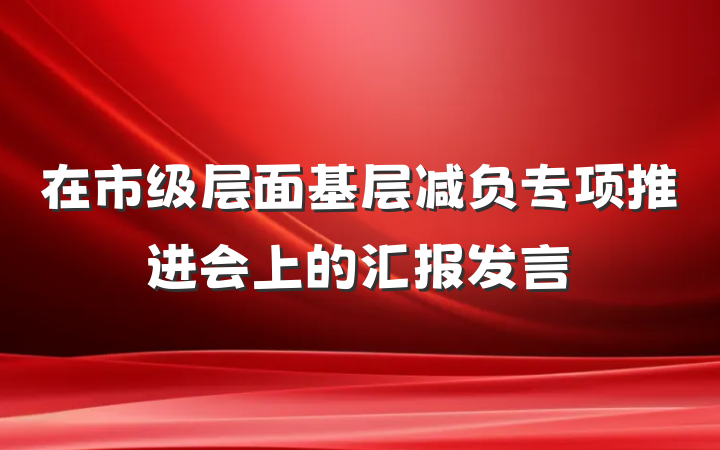 在市级层面基层减负专项推进会上的汇报发言