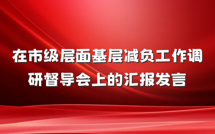 在市级层面基层减负工作调研督导会上的汇报发言
