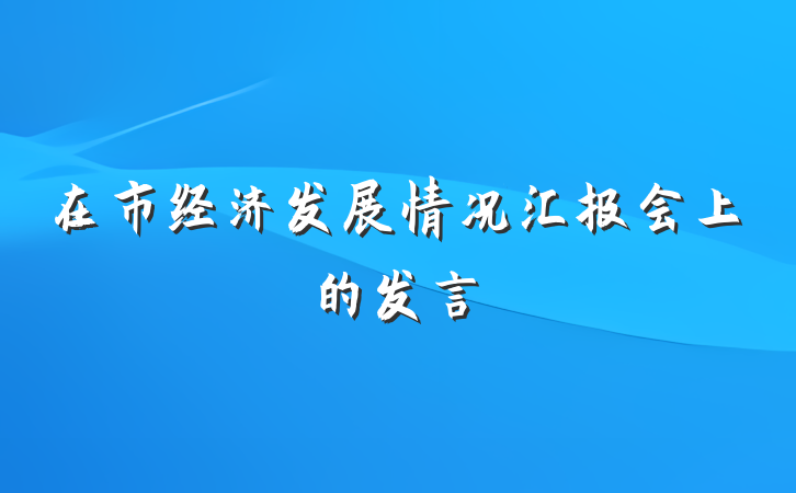 在市经济发展情况汇报会上的发言