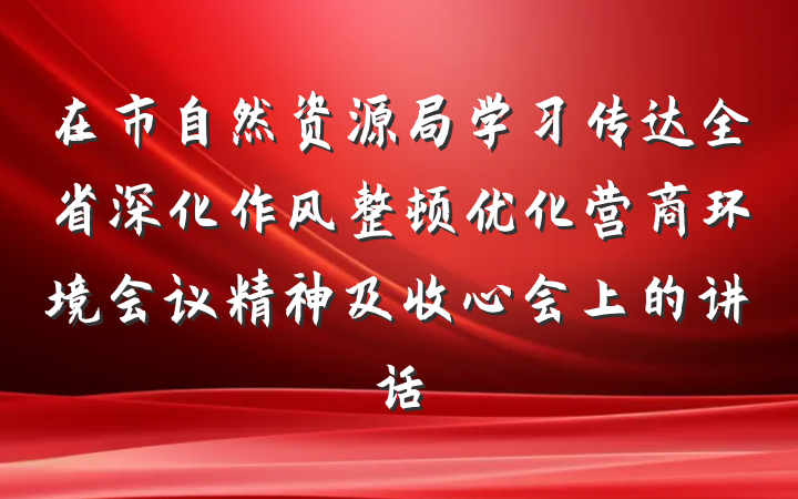 在市自然资源局学习传达全省深化作风整顿优化营商环境会议精神及收心会上的讲话