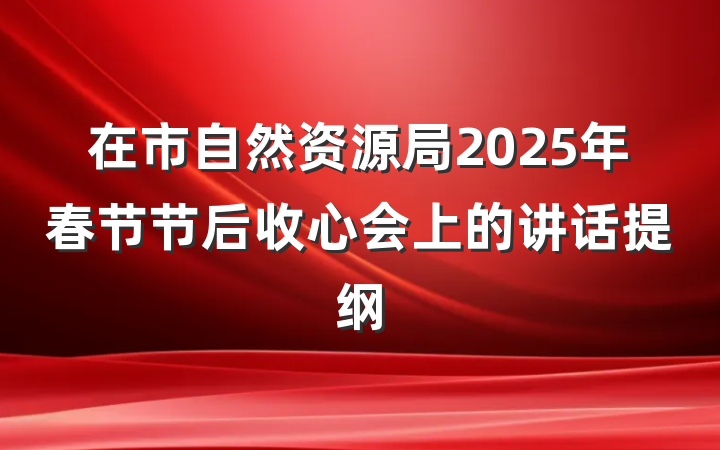 在市自然资源局2025年春节节后收心会上的讲话提纲