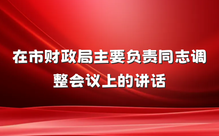 在市财政局主要负责同志调整会议上的讲话