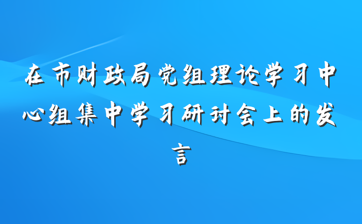 在市财政局党组理论学习中心组集中学习研讨会上的发言