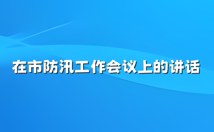 在市防汛工作会议上的讲话