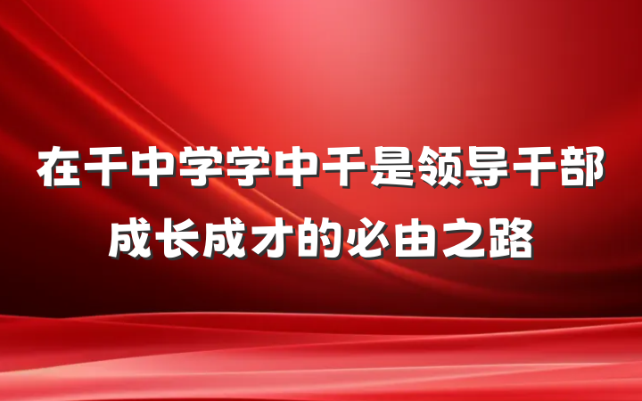 在干中学学中干是领导干部成长成才的必由之路