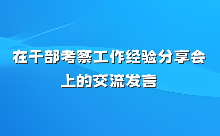 在干部考察工作经验分享会上的交流发言