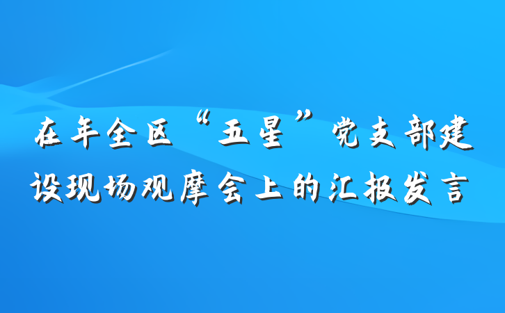 在年全区“五星”党支部建设现场观摩会上的汇报发言