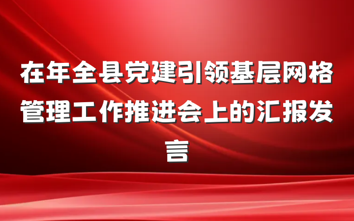 在年全县党建引领基层网格管理工作推进会上的汇报发言