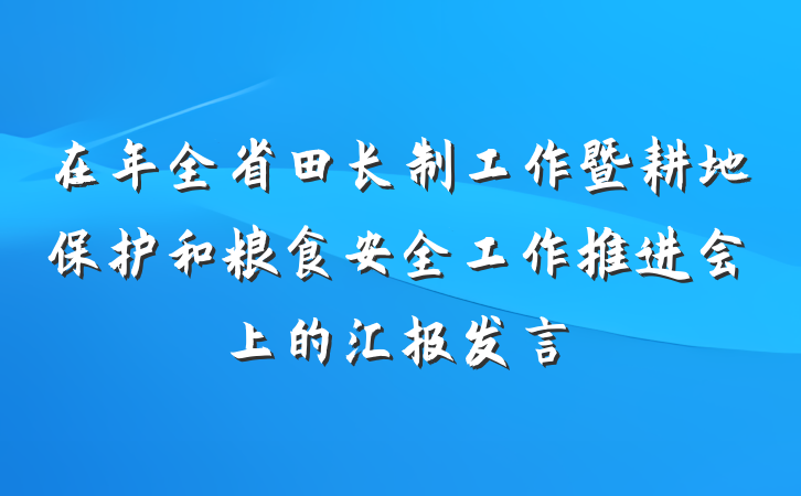 在年全省田长制工作暨耕地保护和粮食安全工作推进会上的汇报发言