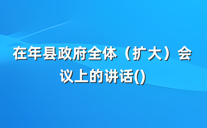 在年县政府全体（扩大）会议上的讲话()