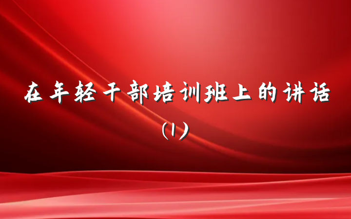 在年轻干部培训班上的讲话(1)