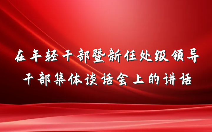 在年轻干部暨新任处级领导干部集体谈话会上的讲话