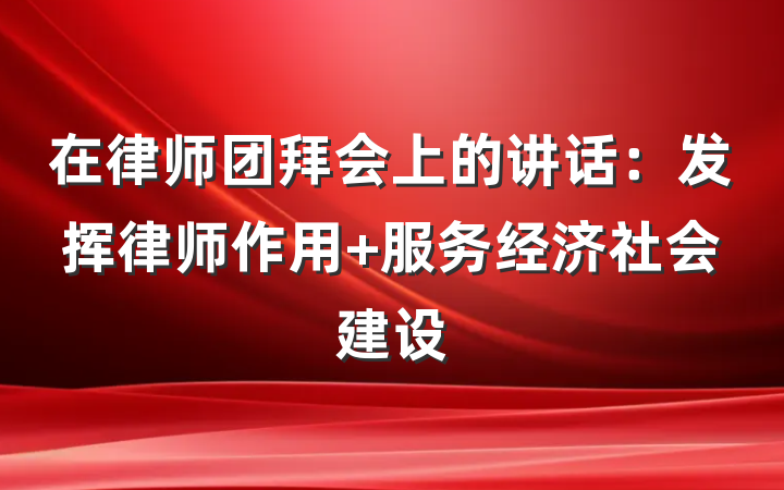 在律师团拜会上的讲话：发挥律师作用 服务经济社会建设