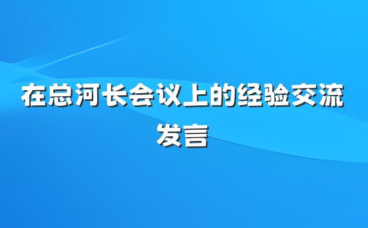 在总河长会议上的经验交流发言