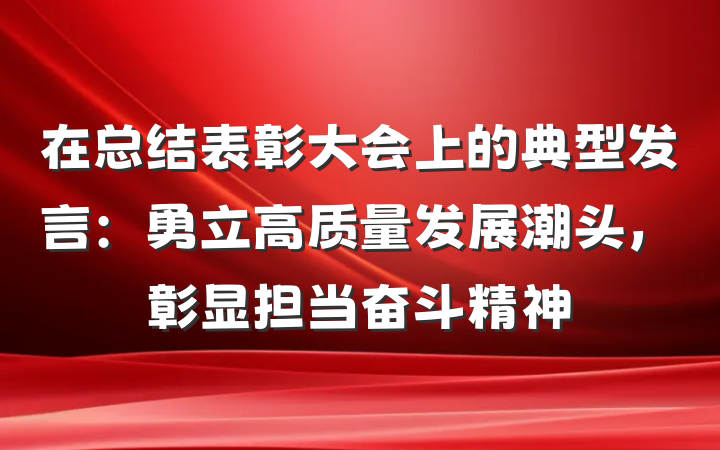在总结表彰大会上的典型发言：勇立高质量发展潮头，彰显担当奋斗精神