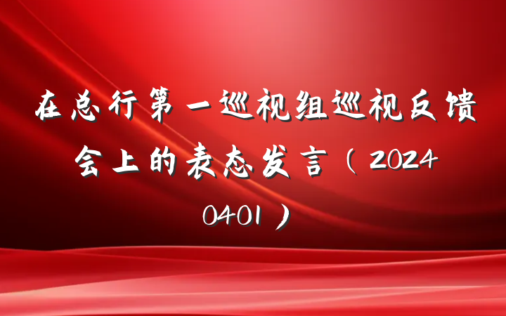 在总行第一巡视组巡视反馈会上的表态发言（20240401）