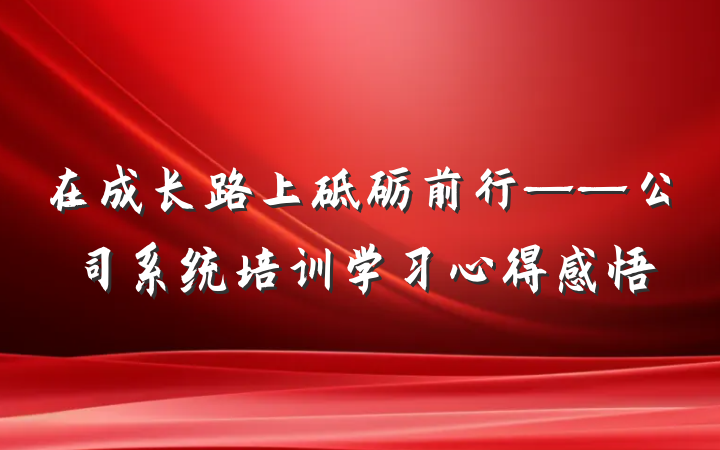 在成长路上砥砺前行——公司系统培训学习心得感悟