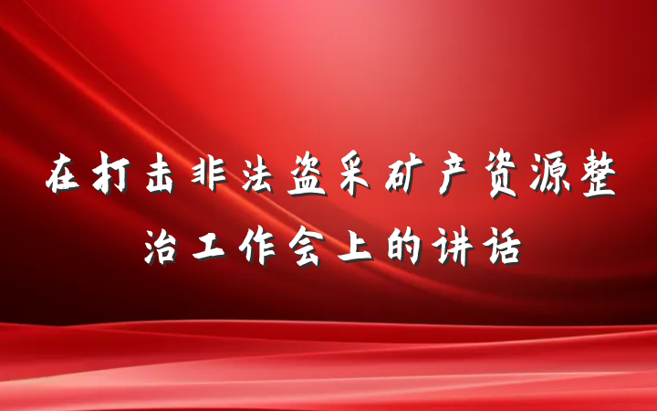 在打击非法盗采矿产资源整治工作会上的讲话