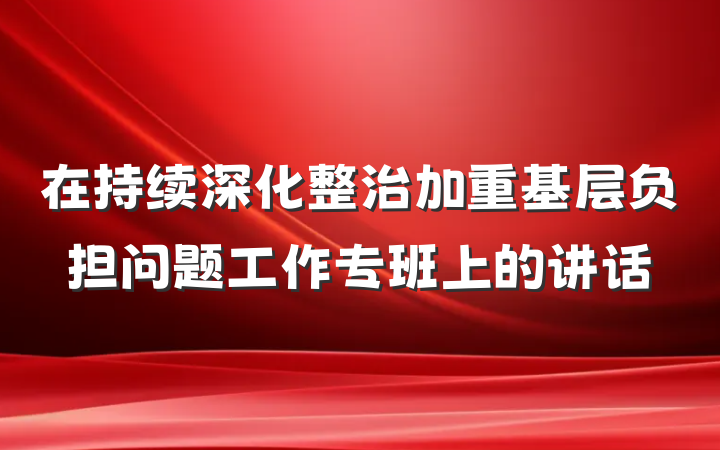 在持续深化整治加重基层负担问题工作专班上的讲话
