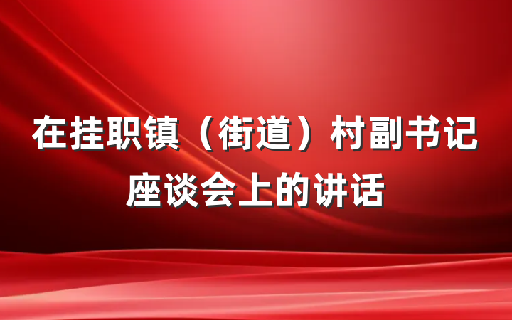 在挂职镇（街道）村副书记座谈会上的讲话